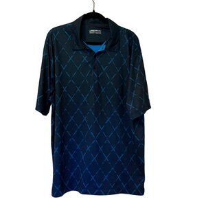 Nike Golf FitDry Polo Shirt XL Blue Diamond Print Dri-FIT Style